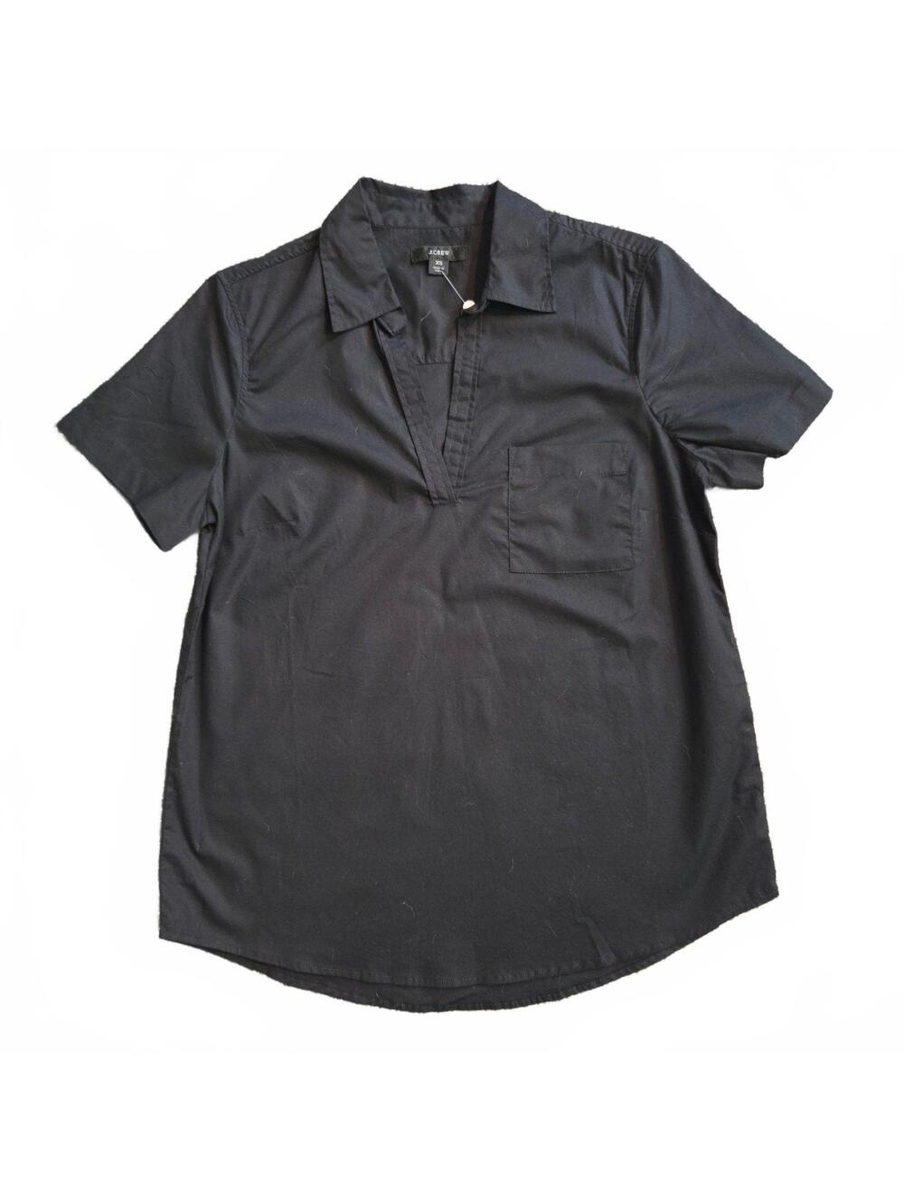 J.Crew Women's XS Black Short Sleeve Cotton Blend Shirt